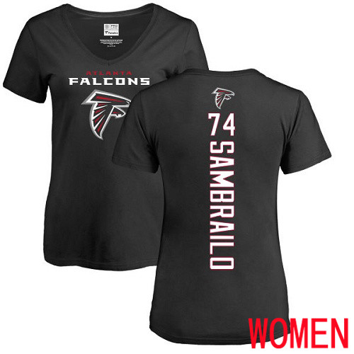 Atlanta Falcons Black Women Ty Sambrailo Backer NFL Football #74 T Shirt